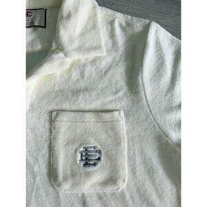 Eric Emanuel Cream Terry Cloth Polo Shirt Short Sleeve Size M